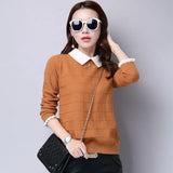 Oversized Sweater Pull Femme 2023 Autumn Winter Solid Knitted Pullover Long Sleeve Doll Collar Knitwear Jumper
