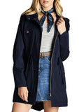 Military Jacket Women Fashion Long Sleeve Hooded Coat Spring Autumn Casual Streetwear Zip Up Drawstring Windbreaker