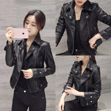 Toloer Coat Female 2024 New Spring And Autumn Female Short Slim Locomotive Leather Jacket Female Small Shi Korean Version Leather Coat-Outfit