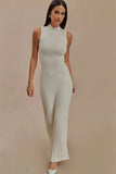Ribbed Pleated Tank Long Dress-Outfit