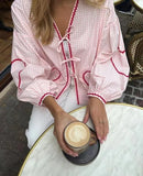 Women's Clothing New Fashion Loose Long-Sleeved Plaid Love With Shirt