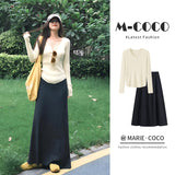 Autumn Dress With A Full Set Of Oceanish Fashion Age Reduction Knitted Shirt Women's Bag Hips Half-Body