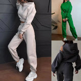 Toloer Women's Fall 2024 New Two-Piece Solid Color Hoodie Short Die Trouser