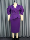 New Temperament Suit Collar Plus-Size Dress Party-Style Solid-Color High-Waist Dress Dress