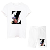 Suitst Shirt Short Sleeves Wide-Legged High-Waisted Shorts Two-Piece LOGO Printed Casual Suit For