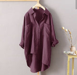 Toloer Casual Wind Pure Color Shirt Autumn Versatile New Women's Cardigan Double Pocket Long Sleeve Women's