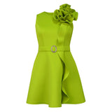 New Summer Three-Dimensional Flower Dress Party Banquet Sleeveless High Waist Dress