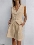 Design Cotton Suit Vest Suit Women's Summer Leisure Sleeveless Vest Shorts