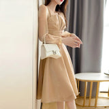 Toloer Dress Light Luxury Foreign Style Long Sleeves Light Luxury Fold Three-Dimensional Design Waist Show Thin Dress Women's Dress-Outfit