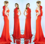 New Season Creative Women's Dress Hanging Neck Tie Temperament Long Dress Women's Evening Dress-Outfit