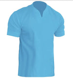 Men's Fitness Plus-Size Sports T-Shirt Men's Elastic Cotton Pocket Short-Sleeved Summer V-Neck Polo