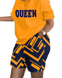 Independent Station Spring And Summer Fashion Positioning Printing Short-Sleeved 2-Piece Set Of Women-Outfit