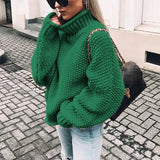 Toloer Women's WISH Turtleneck Long Sleeve Jumper Loose Casual Knit Sweater