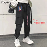 Pants Women Pocket 3XL Printed Chic Harajuku Trousers Korean Style Streetwear BF Unisex Couples All-match Patchwork