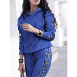 Spring Women's Clothing Hot Fashion Casual Pure Stripe Two Sets Of Sportswear Women's