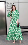 Printed Medium-Sleeved Dress-Outfit
