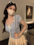 Toloer Desire Wind Hot Girl Short Sleeved T Shirt Female Minority Short Design Feeling Tight Show Thin Coat