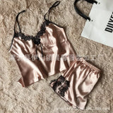 Women's Sexy Pajamas Simulation Silk Pajamas Large-Size Water-Soluble Embroidered Home Underwear Pyjamas