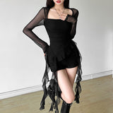 The Autumn Of 2025, The New Women's Hottie Sexy Square Collar Perspective Repair On The Body Of The Mole Side Irregular