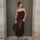Women's Clothing 2025 Summer New Solid Color Sexy Sleeveless Mesh Splicing