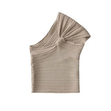 Summer New Female Decoration Body Sexy Side Ribs Knitted Asymmetric