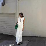 New Women's Fashion Set With Sleeveless Vest Top High Waist Half-Body Skirt