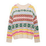 Colorful Jacquard Knitted Sweater-Outfit