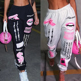 Printed Fashionable Elastic Waist Sports Harem