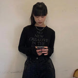 Jennie Same Tops Korean Fashion Letter Print T-shirt Kpop Designer Clothes Grunge Crop Tops Y2k Vintage Streetwear