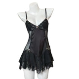 Women's Summer Silky With Chest Cushions Pure Lust Lace Slings Home Dress Sexy Seduction Fading Together Perspective Pyjamas