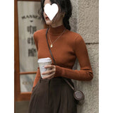 Collar Bottomed Shirt Women Autumn And Winter Folding Through The Ocean Gas Inside The Pit Sweater High-End Slim Slim Thin Knitting
