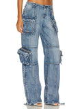 Toloer Style Advanced Sense Of Casual Jeans 2024 New Autumn Waist Long Straight Tube Cargo Pants Woman-Outfit