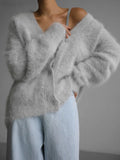 Hot Spring And Autumn Imitation Sting Cardigan Women Lazy Wind Loose Sweater Jacket Soft Long-Sleeved Knitted