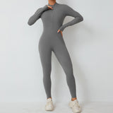 Toloer Zipper Detachable Chest Pad Long Sleeve Yoga Conjoined Suit High Intensity Fitness Exercise Conjoined Tights-Outfit
