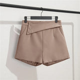 Toloer White Suit Shorts Female Black Summer Thin 2024 New Loose High-Waist A-Line Casual Wide-Leg Hot Pants-Outfit