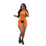Toloer New Women's Casual Wash Jumpsuit Shorts Suit-Outfit