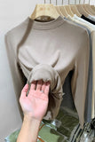 Pat Small Standing Collar Bottomed Blouse Women's Autumn And Winter Thread Foreign Style New Elastic Soft Waxy Pro-Skin Grinding Coat-Outfit