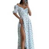 Toloer Autumn New Women's Wear Fresh And Sweet Temperament V Collar Long Floral French Dress