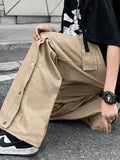 Buttoned Pocket Patch Cargo Pants-Outfit