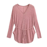 Fashion Women's Fashion Summer New Style Long-Sleeved Loose Sunscreen Thin-Style Strapped Waist Single-Breasted Blouse-Outfit