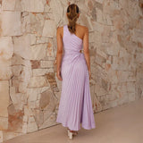 Sales Of 2026 Spring And Summer New Fashion Body Shoulder Hollow Pressure Folding Dress