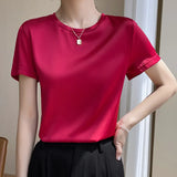 Toloer Summer Women's T-Shirt New Super Soft Bat Sleeve Simple Short-Sleeved Women's Top Bottom With Sleeveless Vest-Outfit