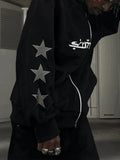 Men's Punk Star Embroidery Zip-Up Hoodie-Outfit