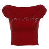 Summer New Women's Hot Hottie Fashion Word Shoulder Repair Umbilly Umbilly Umbilly Umbilly