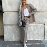 Toloer Spring And Autumn New Suit Fashion High-End Women's Clothing After The Slit Skirt Striped Suit Two Sets-Outfit