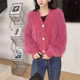 New Autumn And Winter Style Foreign Style Design Imitates The Mink Hair Thickened Coat Knitted Cardigan Women's Loose And Thin Sweater.-Outfit