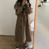 Chic Women Trench Coat Casual Women's Long Outerwear Loose Overcoat Autumn Winter Fashion Double-breasted Windbreaker