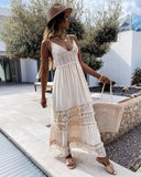 Women's Dress Casual Lace Splicing Sleeveless Long