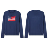 Women's Y2K American Retro Vintage Flag Sweaters Casual Long Sleeve Crew Neck Loose Fit Knit Pullover Jumper Tops-Outfit