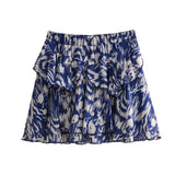 Street Style Cascade Decorative Printed Shirt 9878060 Printed Miniskirt 9878067